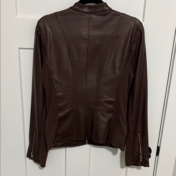 Express Women's Brown Faux-Leather jacket, size M - Picture 3 of 11